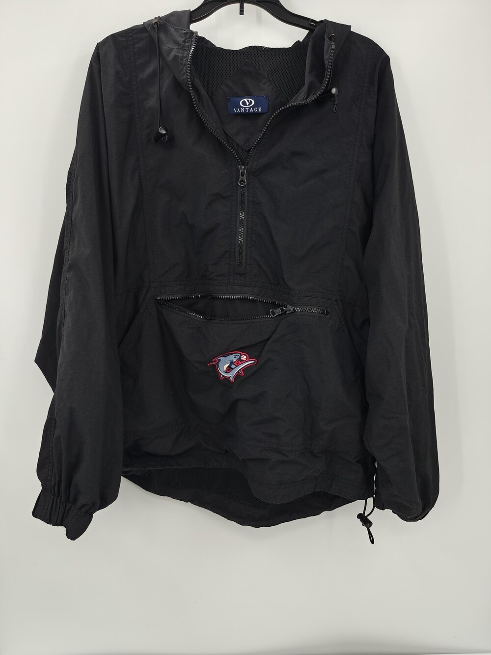 Vantage Pullover Hooded Windbreaker Jacket Mens XL Black Mesh Lightweight